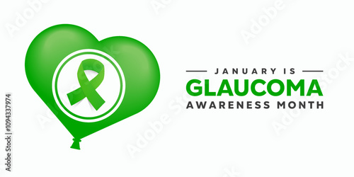 January Is Glaucoma Awareness month. Ribbon and heart. Great for cards, banners, posters, social media and more. White background. 