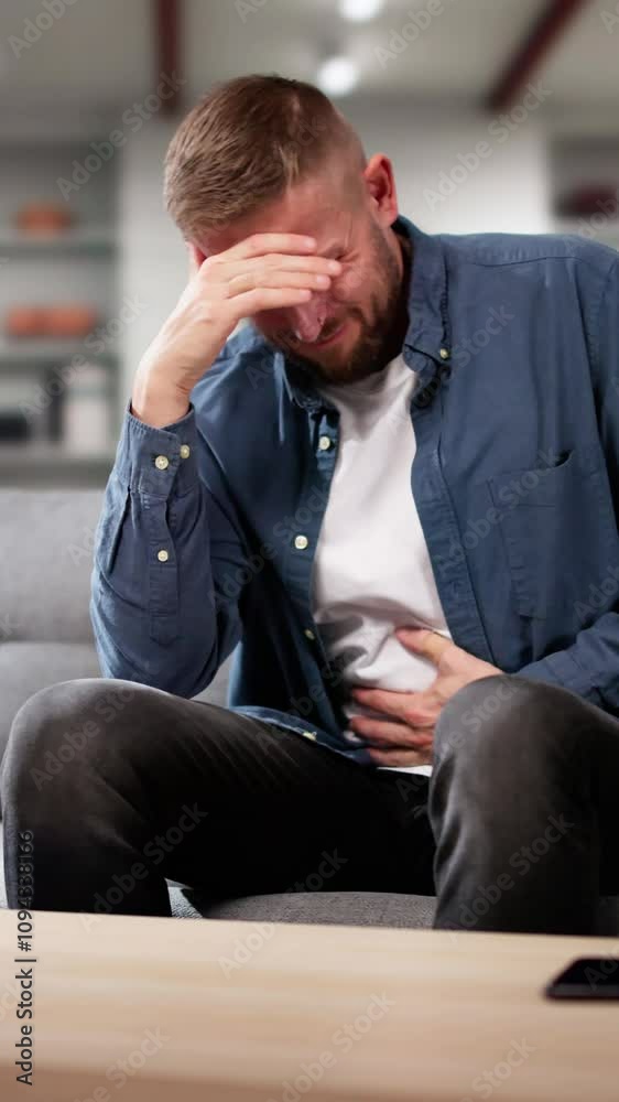 Man With Heartburn And Nausea Man With Heartburn And Nausea