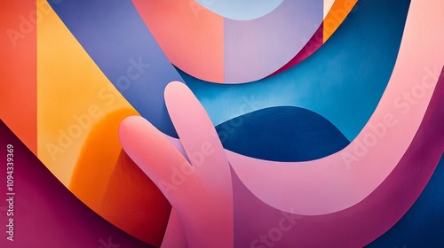 2410_018.abstract depiction of pinky swear gesture, bold contrasting hues, smooth curved forms, subtle shadow details, modern cartoon aesthetic photo