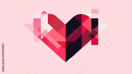 2410_019.geometric interpretation of linked pinkies, bright color blocks, floating heart emblem, negative space utilization, playful graphic design