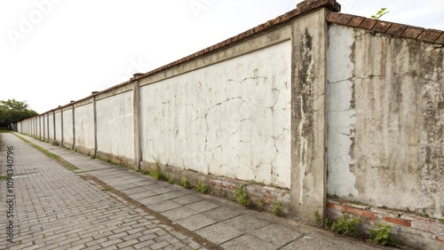 Wallpaper Mural Aged cement wall with white background and a weathered look, worn wood, natural beauty, distressed surface, vintage vibe, rustic feel Torontodigital.ca