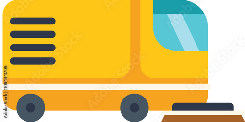 Street cleaning machine cleaning the roadside with rotating brushes, city cleaning service vehicle