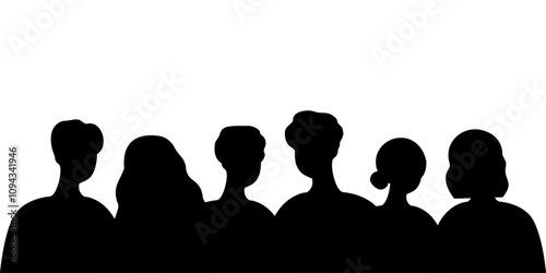 Group of people silhouette. Community, friendship, unity, care, teamwork concepts. Flat character vector design isolated illustration.