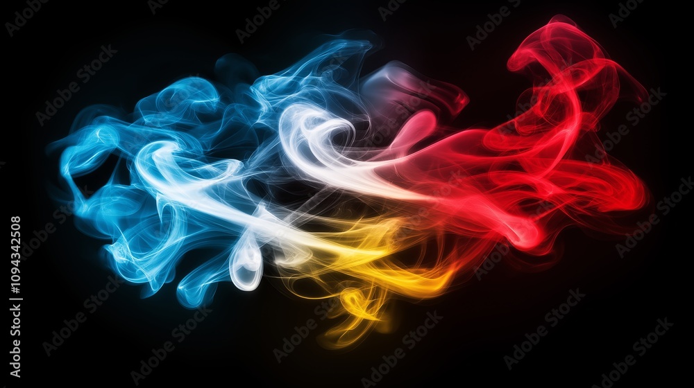 Fototapeta premium Abstract Smoke Art in Bold Primary Colors
