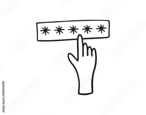 Password with hand doodle isolates sign. Hand Drawn outline doodle Security, user authorization, safety access concept.