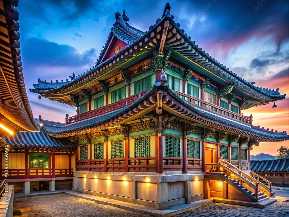 Fototapeta premium Korean Traditional Architecture Balconies - Low Light