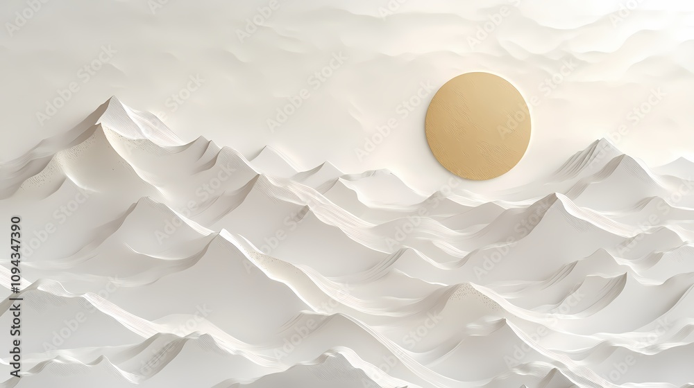 Fototapeta premium Traditional Chinese ivory white landscape painting illustration poster background