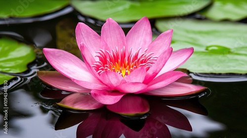 A Single Lotus Flower Floating on a Pond