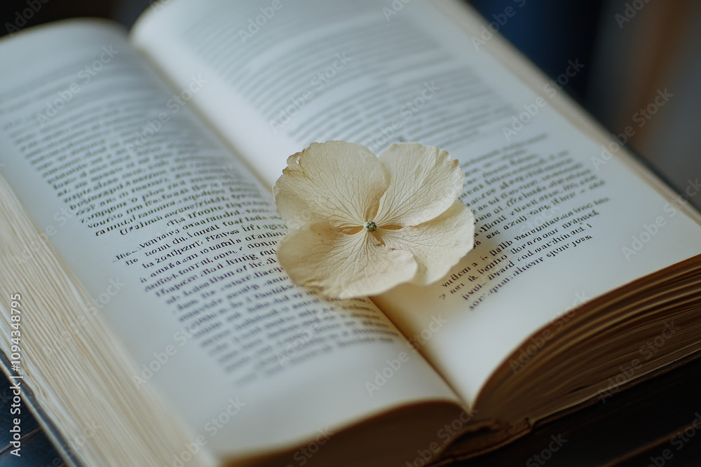 Fototapeta premium Dried Flower on Open Book