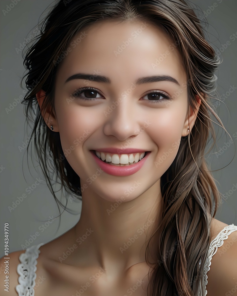 Portrait of a beautiful woman smiling happily Portrait of a beautiful woman smiling happily