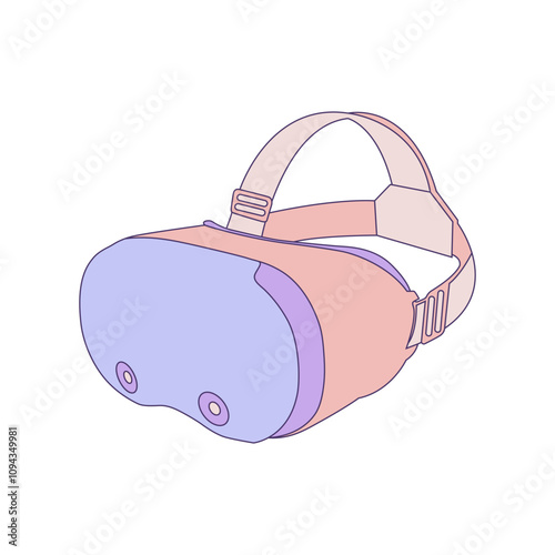 Minimalist vector illustration of a modern virtual reality headset with soft pastel colors. Ideal for technology, gaming, and digital content projects.