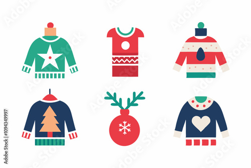 Festive holiday sweater collection design for print and decoration