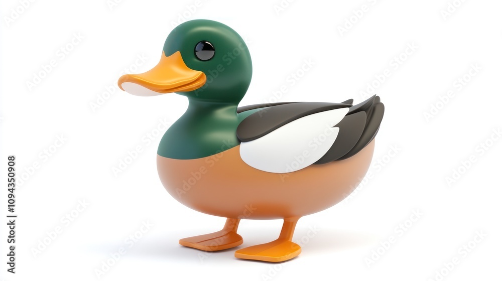 A colorful cartoon duck with a glossy finish, showcasing a playful and friendly design.