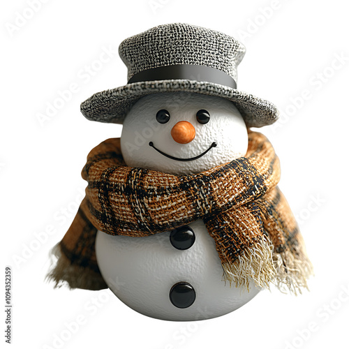 Cheerful Snowman Isolated on White Background photo