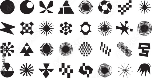 Brutalist geometric shapes, symbols