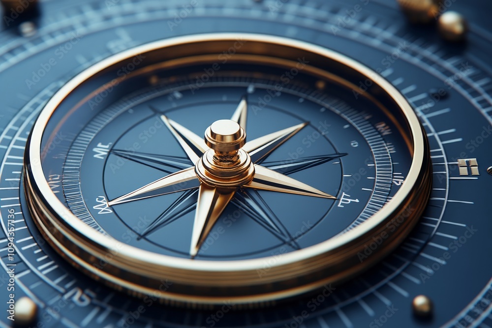 Fototapeta premium Golden Compass: A Journey of Exploration and Discovery