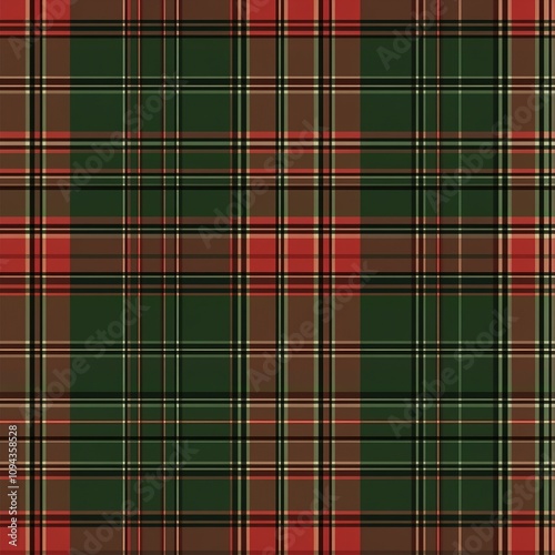 Red and green Christmas plaid pattern close-up.