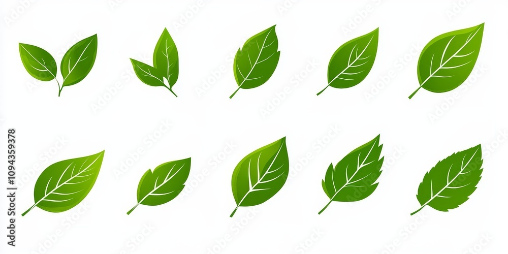 Green Leaf Icon Set Collection for Natural Eco Vegan Bio Design Green Leaf Icon Set Collection for Natural Eco Vegan Bio Design
