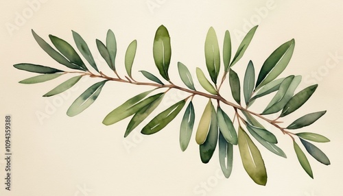 Watercolor illustration of an olive branch symbolizing peace for World Peace Day celebration worldwide in September