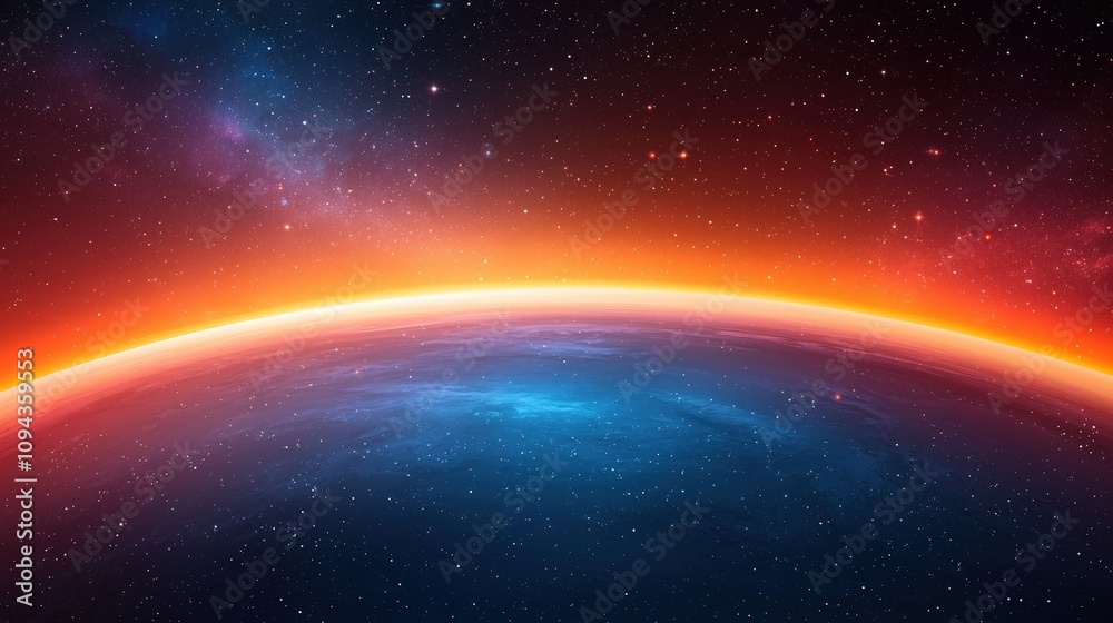 Fototapeta premium Cosmic horizon outer space digital art celestial environment wide-angle view vision of the universe