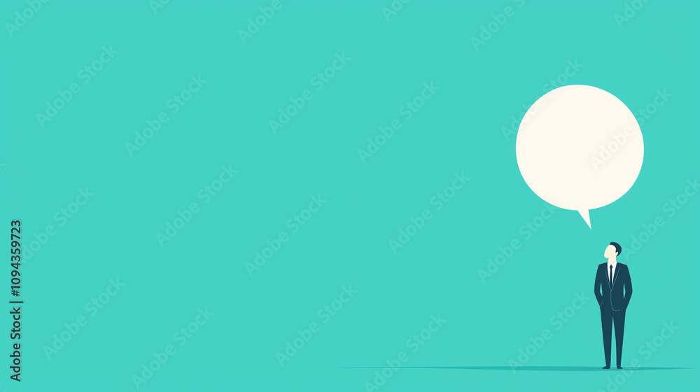 Business man and woman flat illustration with empty text bubble, communication