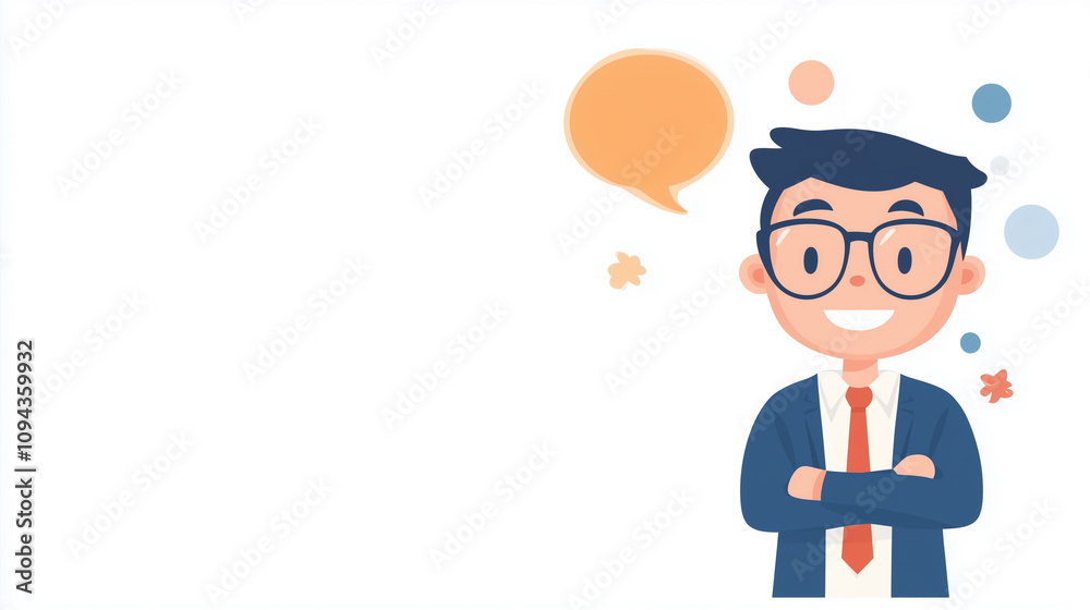 Business man and woman flat illustration with empty text bubble, communication Business man and woman flat illustration with empty text bubble, communication