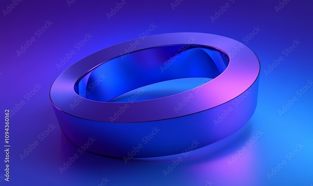 Futuristic Metallic Ring with Reflective Surface on Gradient Blue Background Futuristic Metallic Ring with Reflective Surface on Gradient Blue Background