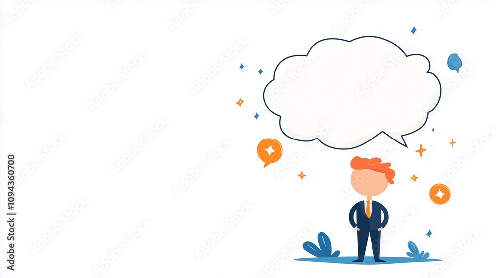 Business man and woman flat illustration with empty text bubble, communication Business man and woman flat illustration with empty text bubble, communication