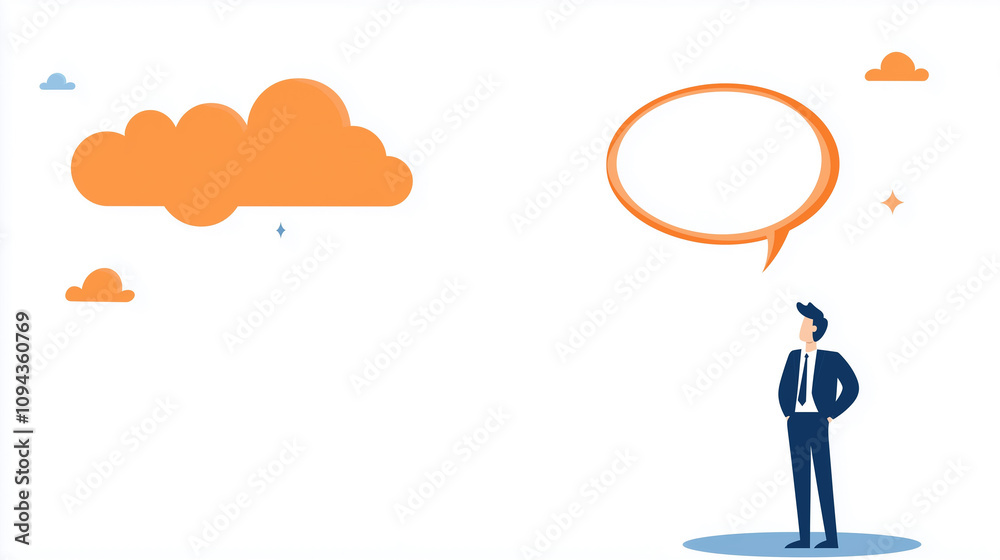 Business man and woman flat illustration with empty text bubble, communication Business man and woman flat illustration with empty text bubble, communication