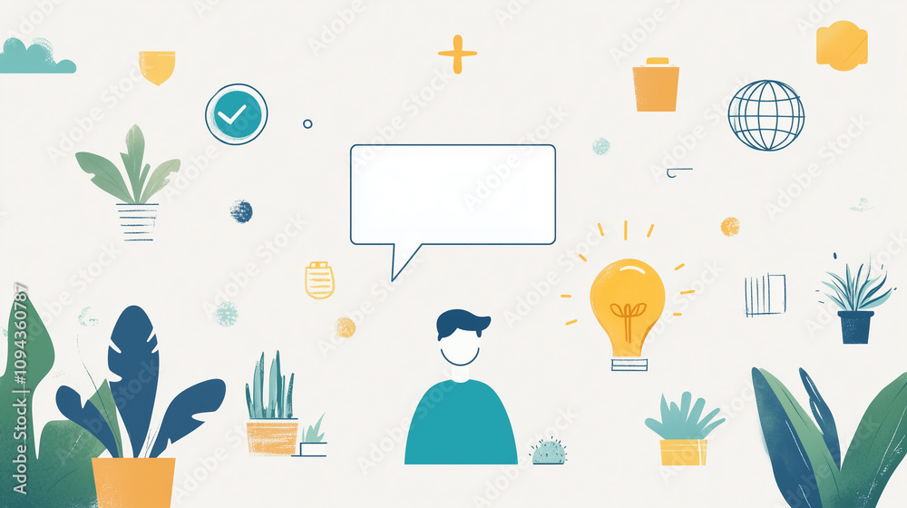 Fototapeta premium Business man and woman flat illustration with empty text bubble, communication