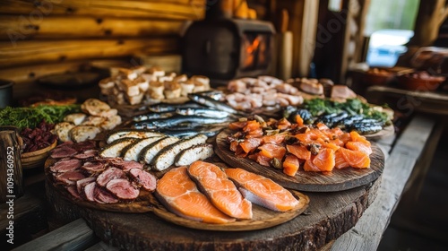 Estonian smoked fish displayed beautifully on a wooden platter showcases local culinary traditions