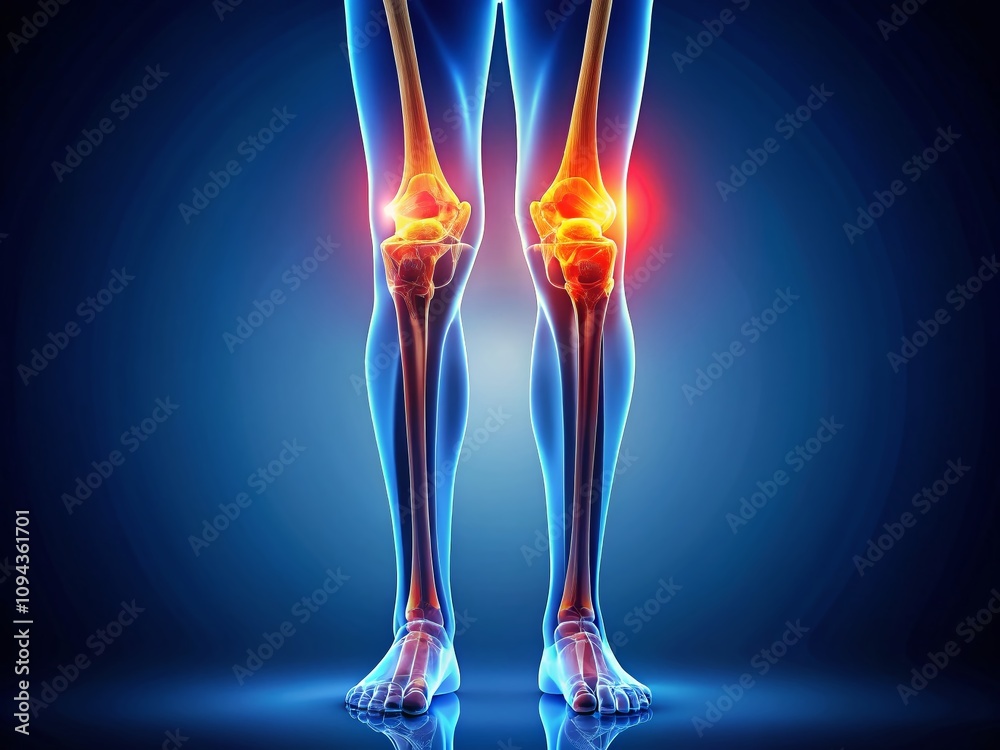 X-Ray Style Leg Bone Inflammation Knee Joint Pain AI Photo X-Ray Style Leg Bone Inflammation Knee Joint Pain AI Photo