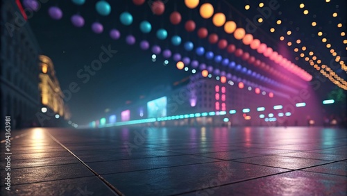 Blurry colorful lights on a dark canvas, vibrant hues, color bleeding