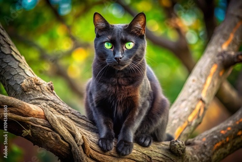 black cat on tree