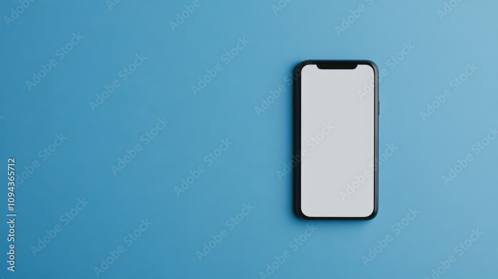 Smartphone mockup with a blank screen on a simple blue background Smartphone mockup with a blank screen on a simple blue background