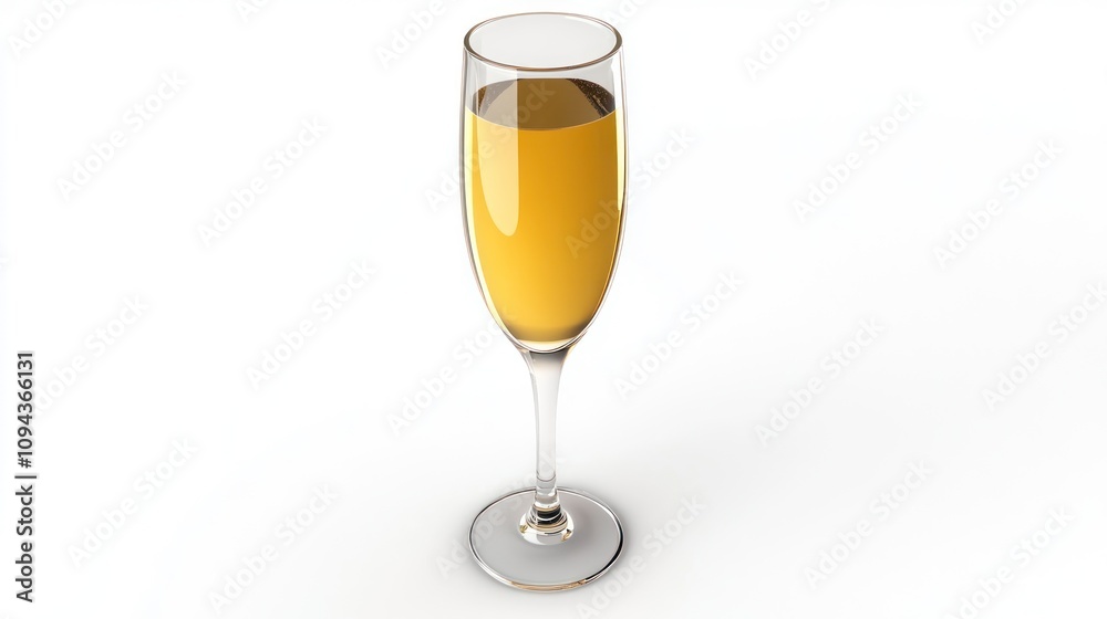 A clear glass flute filled with a golden beverage, likely champagne or juice. A clear glass flute filled with a golden beverage, likely champagne or juice.
