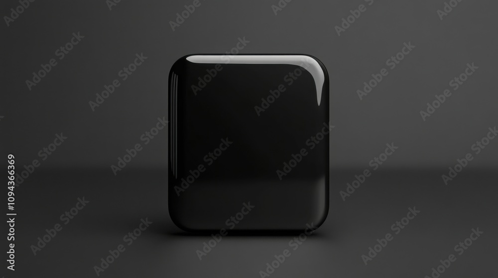 Black square mobile app icon with rounded corners in 3D Black square mobile app icon with rounded corners in 3D