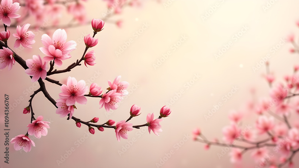 Pink Cherry Blossom Flowers in Spring. Concept of beauty, nature, and renewal. Pink Cherry Blossom Flowers in Spring. Concept of beauty, nature, and renewal.