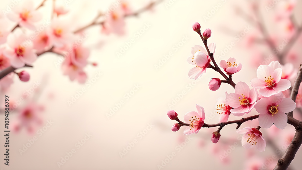 Pink Cherry Blossom Flowers in Spring. Concept of beauty, nature, and renewal. Pink Cherry Blossom Flowers in Spring. Concept of beauty, nature, and renewal.