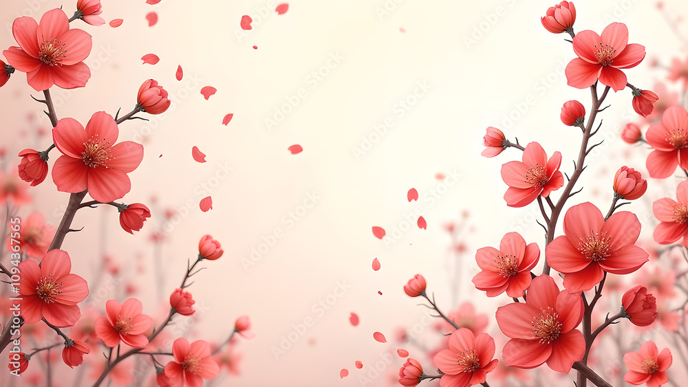 Naklejka premium Peach Blossom Flowers in Spring. Concept of beauty, nature, and freshness.