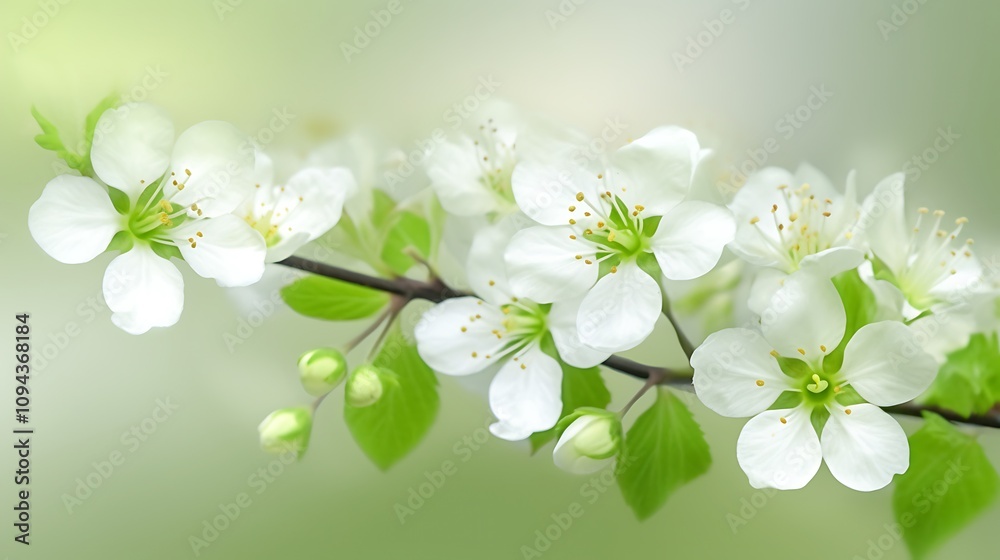 Fototapeta premium Delicate White Blossoms on a Spring Branch
