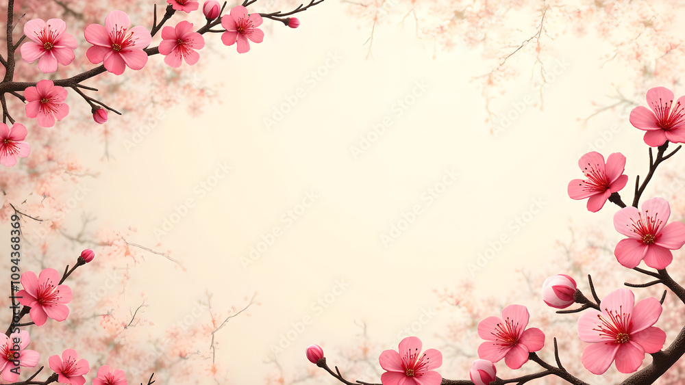 Peach Blossom Flowers Frame. Spring Floral Background. Concept of beauty, nature, and celebration. Peach Blossom Flowers Frame. Spring Floral Background. Concept of beauty, nature, and celebration.