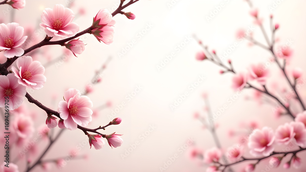 Pink Cherry Blossom Flowers in Spring. Concept of beauty, nature, and renewal. Pink Cherry Blossom Flowers in Spring. Concept of beauty, nature, and renewal.