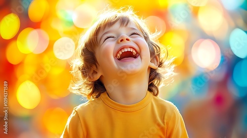 Joyful Child Laughs in Sunlight at the Playground. AI Generated