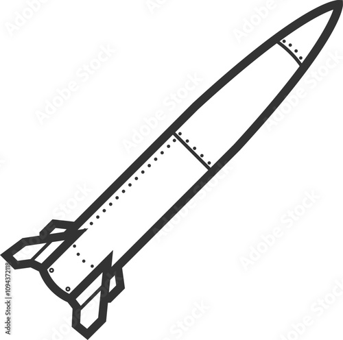 Ballistic missile logo, black color line icon ATACMS tactical and ballistic missile.