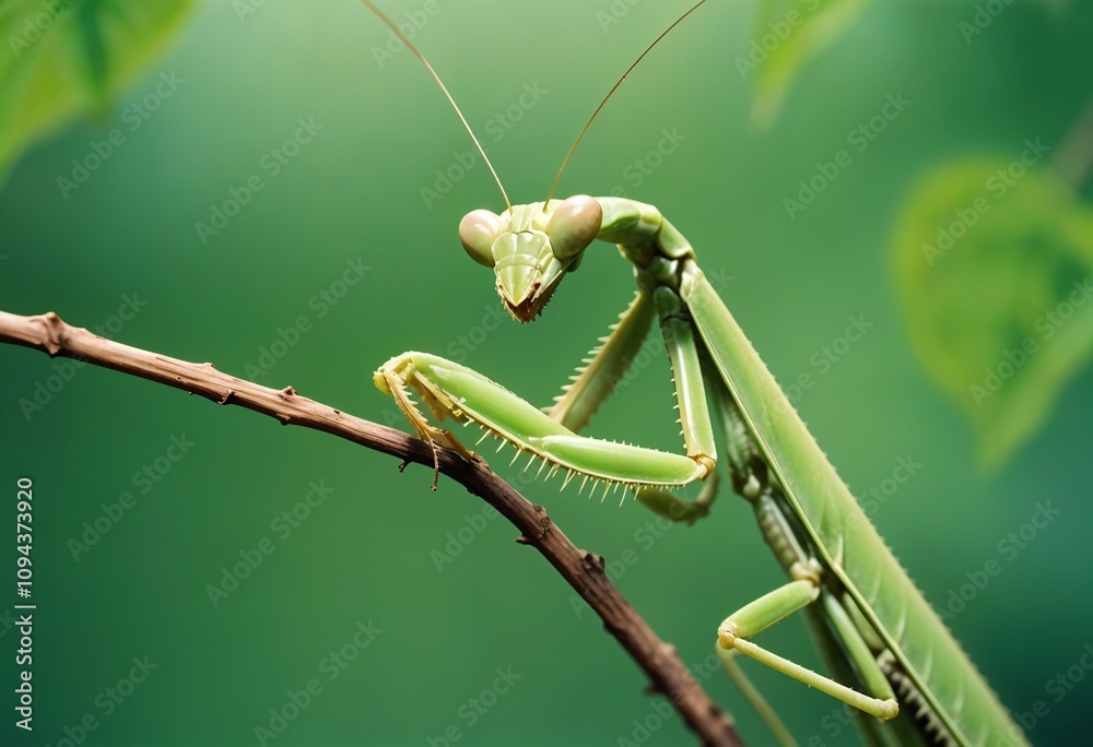 Detailed Shot of Praying Mantis with Raised Forelegs Detailed Shot of Praying Mantis with Raised Forelegs
