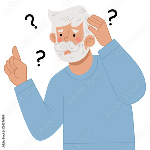 Vector illustration of a forgetful elderly man photo