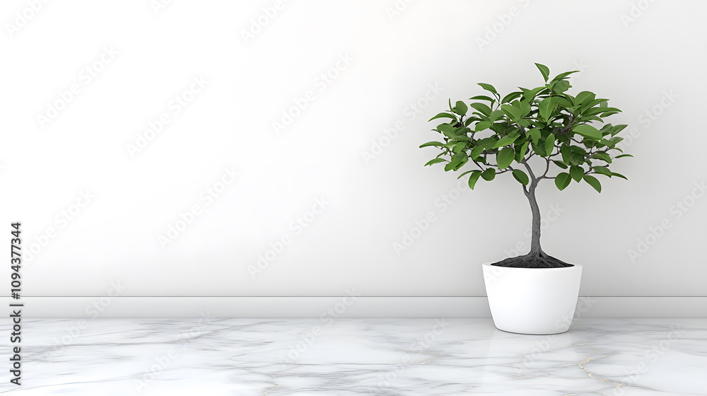 Minimalist Marble Garden with Bonsai Tree Minimalist Marble Garden with Bonsai Tree