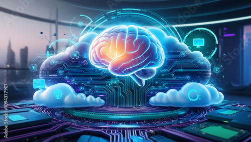 Wallpaper Mural illustration of artificial intelligence and internet systems Torontodigital.ca