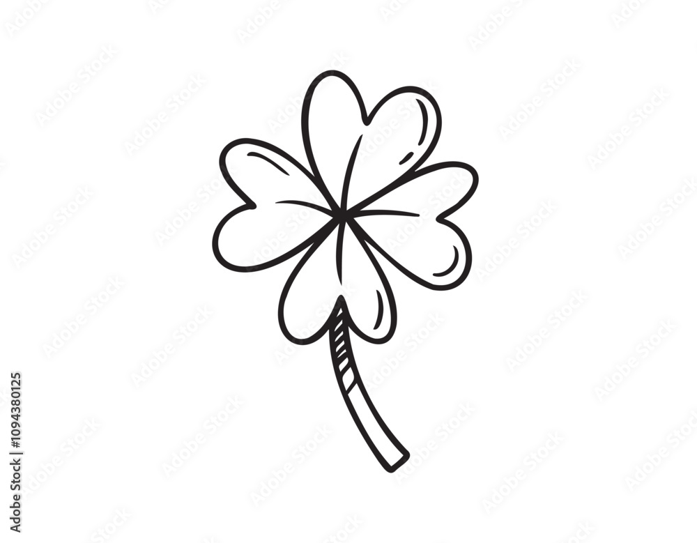 Clover Doodle hand drawn icon. Good luck plant drawing symbol. Doodle illustration of a clover flower, shamrock Clover Doodle hand drawn icon. Good luck plant drawing symbol. Doodle illustration of a clover flower, shamrock